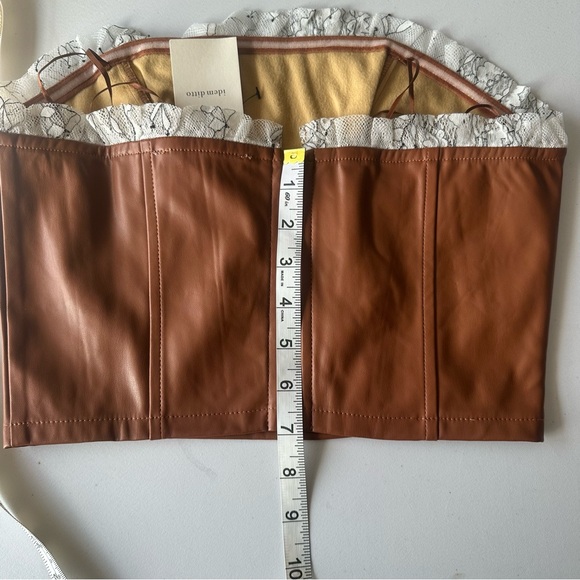 Idem Ditto Faux Leather Strapless Top NWT Brown Corset Style Size L - Picture 4 of 8